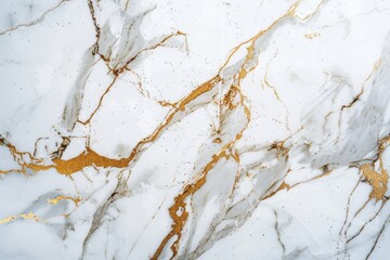 Poster - A close-up image of a white marble countertop showcasing intricate gold veining. The elegant and luxurious texture is evident in the photo
