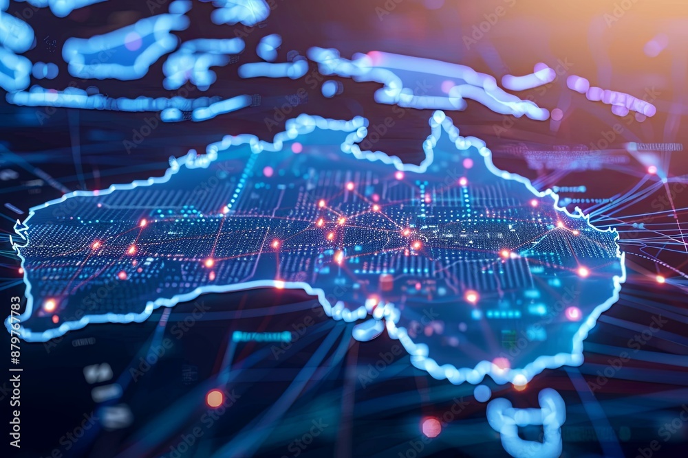 Digital map of Australia network and connectivity created with ...