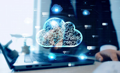 Poster - cloud technology, backup and data storage.edge technology.cloud technology computing network. networ