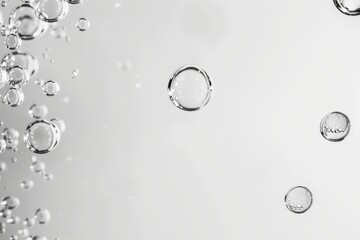 Poster - A high-angle, minimalist image of softly floating bubbles in a monochromatic palette