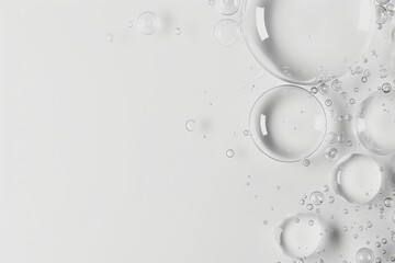 Poster - Softly floating bubbles in a monochromatic palette on a white background create a minimalist and serene desktop wallpaper
