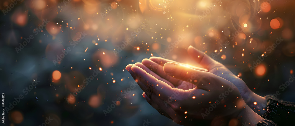 Praying hands with faith in religion and belief in god on blessing ...
