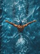 © Alexander Chaykin - A person swimming in a pool with their arms stretched out, illustrating relaxation and leisure