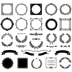 Aufkleber - floral and line frame set vector isolated