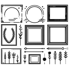 Aufkleber - floral and line frame set vector isolated