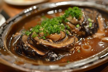 Poster - abalone in oyster and soy sauce in abalone dish