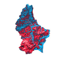 Wall Mural - Luxembourg map with the flag Colors Blue and Red Shaded relief map 3d illustration
