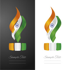 Poster - Indian abstract 3D wavy flag ribbon for fashion and industry labels. India 3D torch flame strip label sticker icon vector