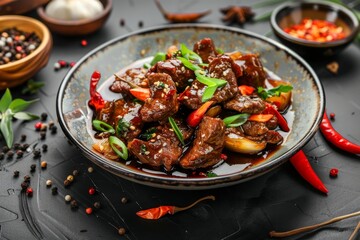 Poster - Asian inspired Mongolian beef stew with soy sauce and spices