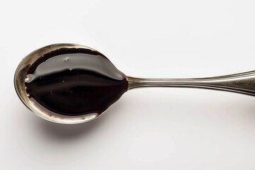 Sticker - Balsamic sauce on spoon over white background seen from above