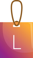 Poster - Square shaped price tag with the letter l is hanging from a brown string