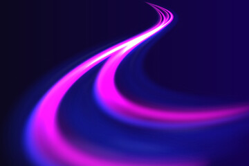 Poster - Illustration of light ray, stripe line with blue light, speed motion background. Radial color spirals. Vector blue glowing lines air flow effect.