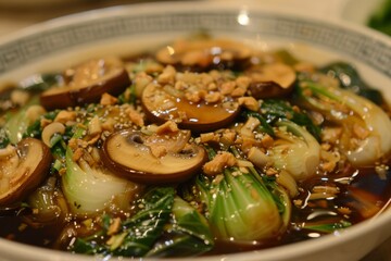 Sticker - Chinese cabbage in oyster sauce with Shitake Mushrooms and fried garlic