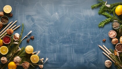 Poster - abstract blue chalkboard background with scribbles and scratches