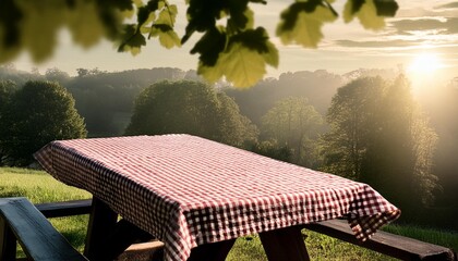 Canvas Print - red and white checkered tablecloth