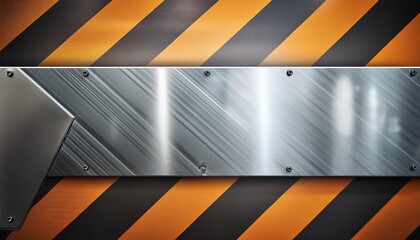 Sticker - metal template with warning striped background