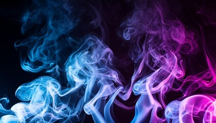 Sticker - colorful smoke or fog mist blue and purple border on black background