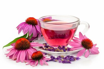 Sticker - Echinacea tea on white background