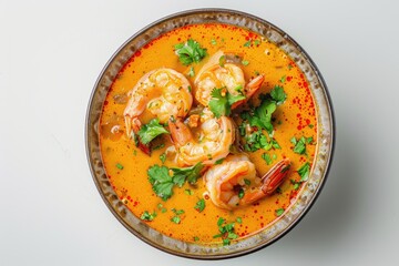 Sticker - Freshly cooked soup with shrimp and cilantro, perfect for a cozy meal