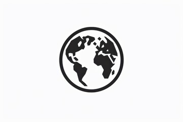earth globe world map black and white minimalistic line drawing logo design with continents continen