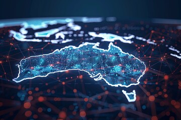 Digital map of Australia network and connectivity created with Generative AI