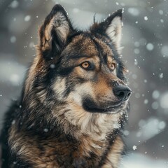 Poster - Wolf-like dog in the snow