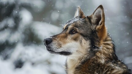 Poster - Wolf-like dog in the snow