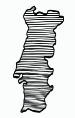 Sticker - Doodle freehand drawing of Portugal map.