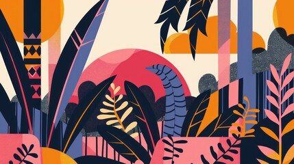 Poster - Abstract Tropical Sunset Illustration