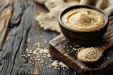 Sticker - Homemade sesame tahini on wooden board