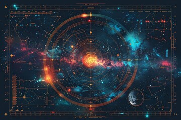 Wall Mural - detailed celestial map featuring constellations and cosmic elements, ideal for astronomy and space e