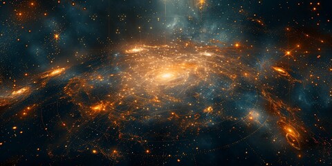 Canvas Print - golden galaxy with swirling stars and cosmic dust, representing the wonders of the universe and spac