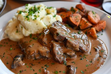 Wall Mural - Liver and mashed potato in gravy