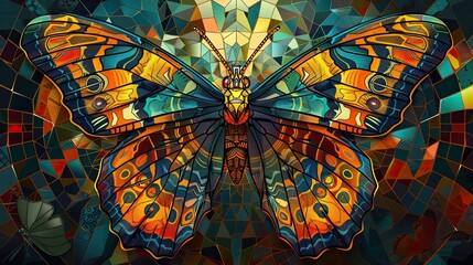 Wall Mural - A colorful butterfly is the main subject of this image