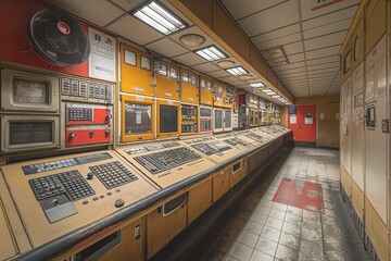 Wall Mural - Empty power plant control room without people ultra-realistic photo