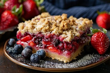 Wall Mural - Tasty strawberry crumble bars