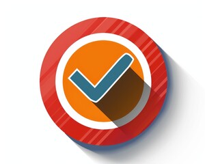 Checkmark In Circle. Icon Design with Button and Tick Sign