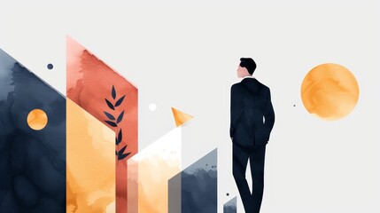 Decentralized flat design side view fintech solutions watercolor Triadic Color Scheme