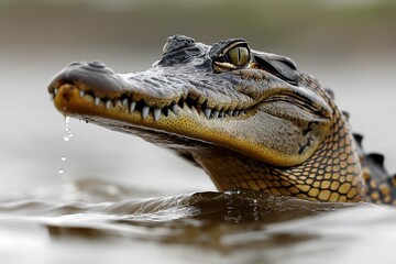 Wall Mural - Gharial in natural environment ultra-realistic photo