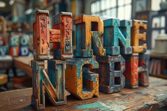 Lettering 3D scene with text or typography