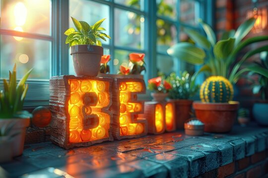 Lettering 3D scene with text or typography