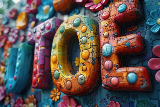 Lettering 3D scene with text or typography