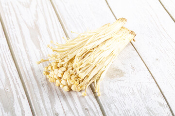 Wall Mural - Tasty raw enoki mushroom heap