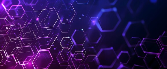 Poster - Abstract purple and blue background with a hexagon pattern for a technology concept vector presentation design template. A background of geometric shapes