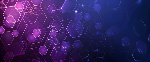 Poster - Abstract purple and blue background with a hexagon pattern for a technology concept vector presentation design template. A background of geometric shapes