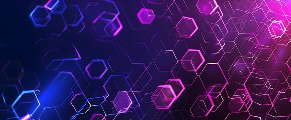 Poster - Abstract purple and blue background with a hexagon pattern for a technology concept vector presentation design template. A background of geometric shapes