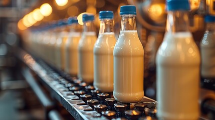 Milk production on line at the factory