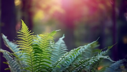 Wall Mural - fern natural ferns against blurred background fern leaves close up fern plants in forest copy space for design