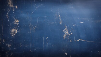 Wall Mural - distressed overlay dust scratches filter smeared dirt stains on dark blue weathered surface distressed chalkboard texture design