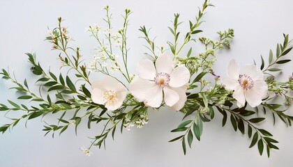 Wall Mural - watercolor arrangements with small flower botanical illustration minimal style